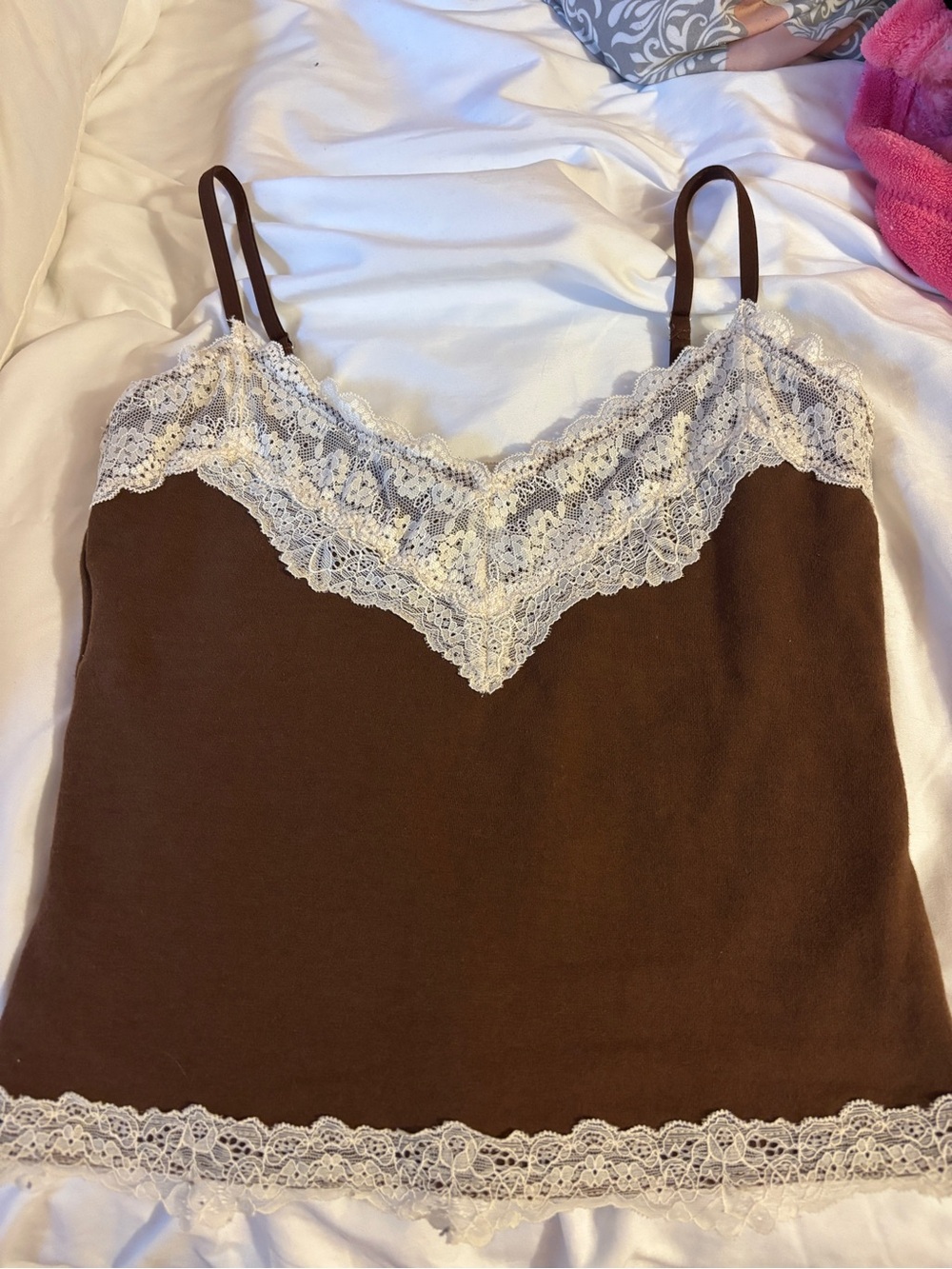 Abercrombie & Fitch Brown Bra-Free Collection Lace Trim Cami - XS